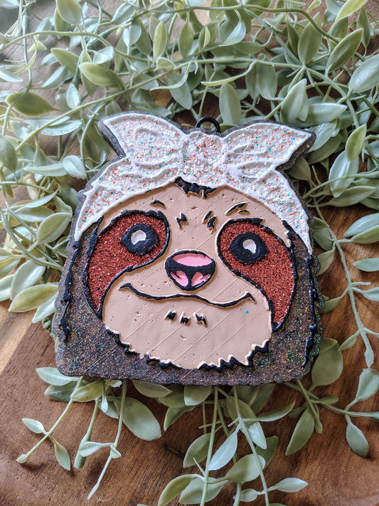 Sloth With Bow Car Freshie